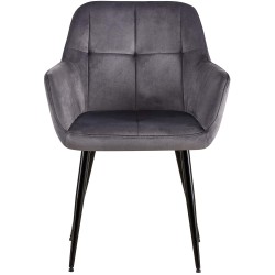 Silla de comedor Emia de terciopelo gris Silla de comedor Emia de terciopelo gris