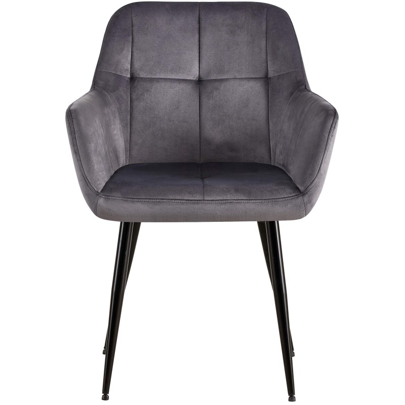 Silla de comedor Emia de terciopelo gris