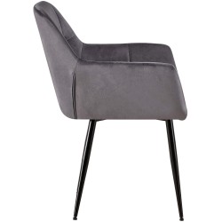 Silla de comedor Emia de terciopelo gris Silla de comedor Emia de terciopelo gris