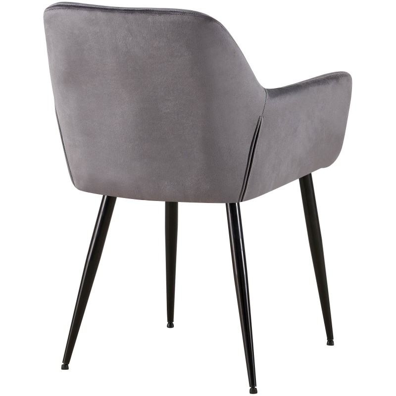 Silla de comedor Emia de terciopelo gris