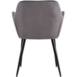 Silla de comedor Emia de terciopelo gris Silla de comedor Emia de terciopelo gris