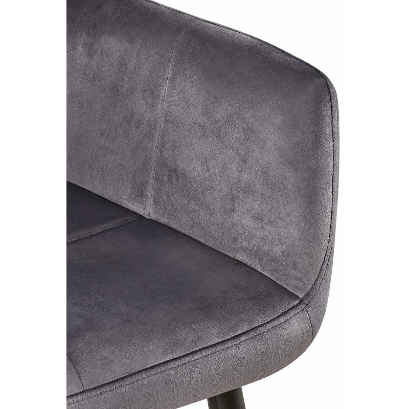 Silla de comedor Emia de terciopelo gris