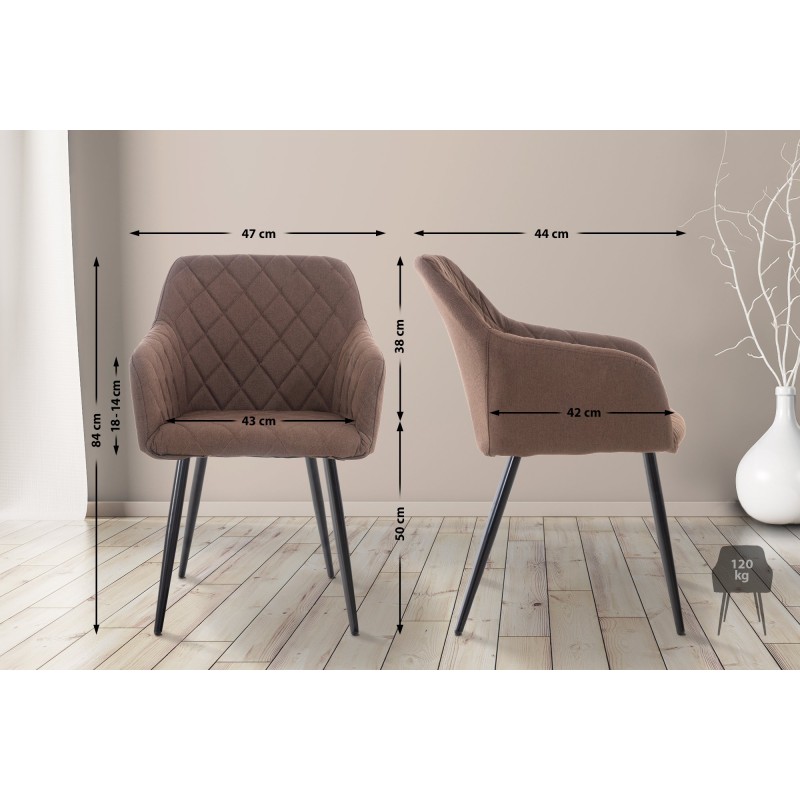 Silla de comedor Shila en tela marrón