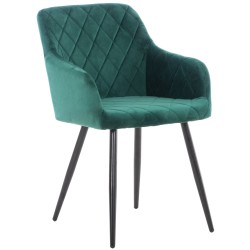 Silla de comedor Shila de terciopelo verde