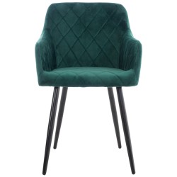 Silla de comedor Shila de terciopelo verde Silla de comedor Shila de terciopelo verde