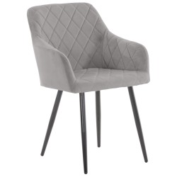 Silla de comedor Shila en terciopelo gris