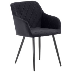 Silla de comedor Shila de terciopelo negro