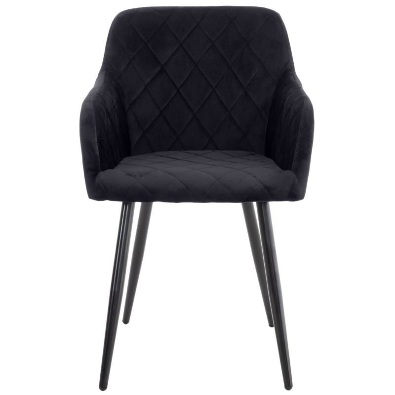 Silla de comedor Shila de terciopelo negro