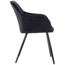 Silla de comedor Shila de terciopelo negro