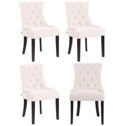 Juego de 4 sillas de comedor Aberdeen en terciopelo crema antiguo Juego de 4 sillas de comedor Aberdeen en terciopelo crema antiguo