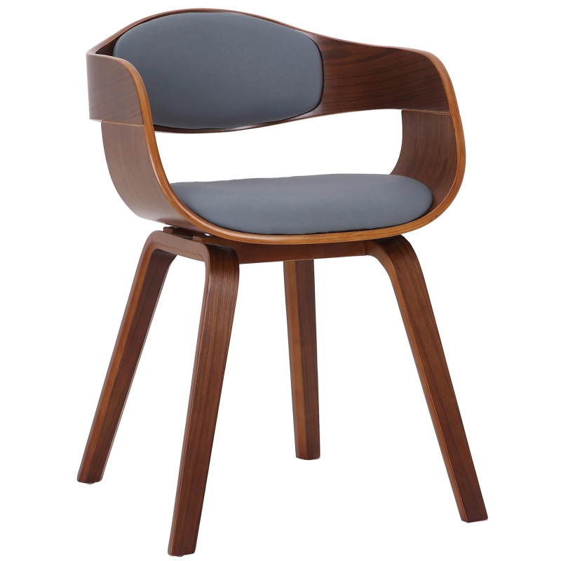 Silla de comedor Kingston, piel sintética, nogal/gris