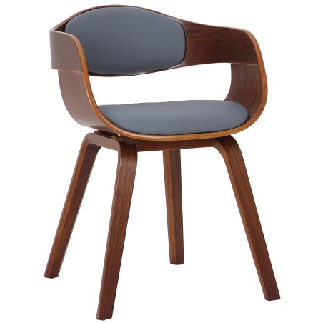 Silla de comedor Kingston, piel sintética, nogal/gris