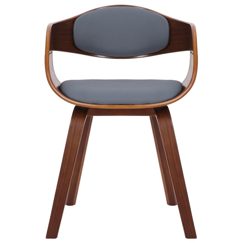Silla de comedor Kingston, piel sintética, nogal/gris