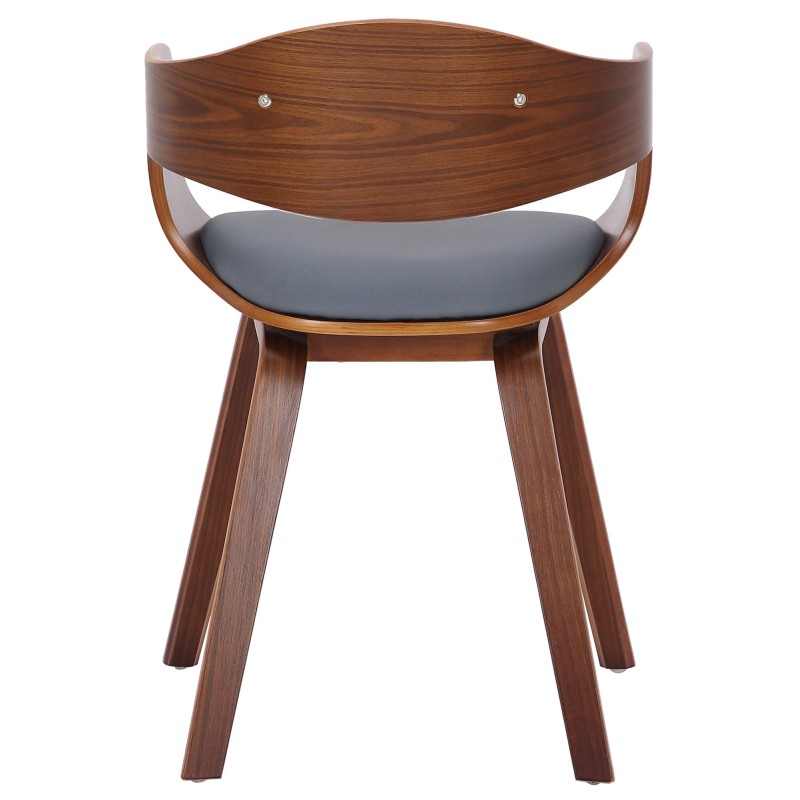 Silla de comedor Kingston, piel sintética, nogal/gris