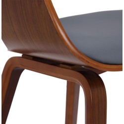 Silla de comedor Kingston, piel sintética, nogal/gris