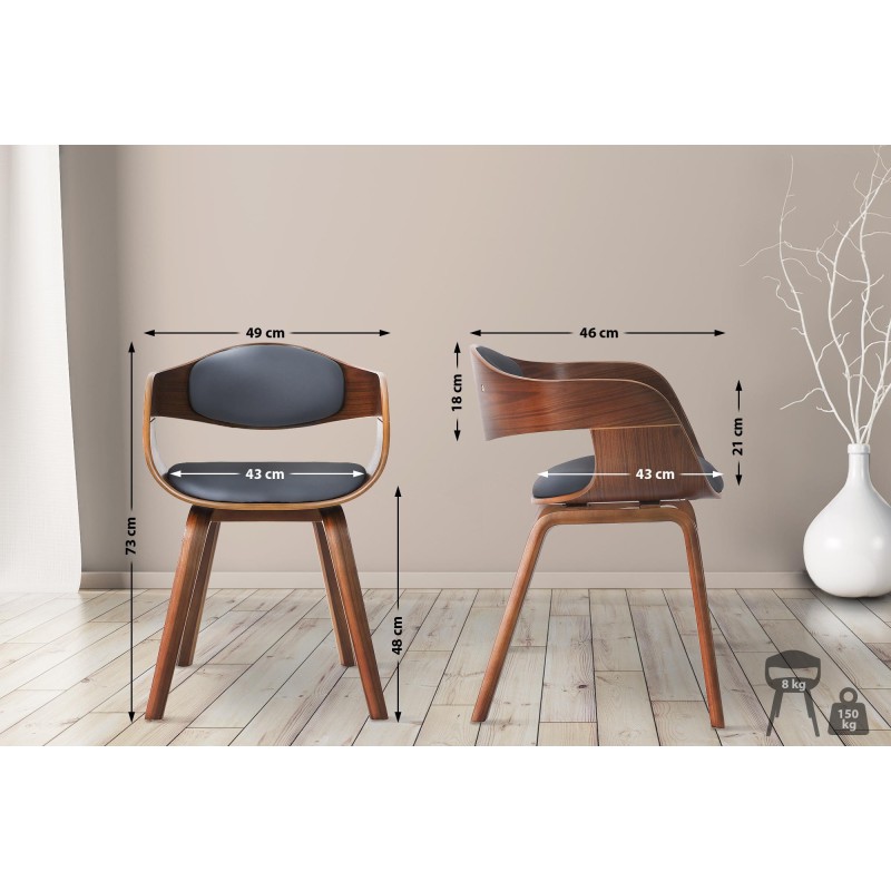 Silla de comedor Kingston, piel sintética, nogal/gris