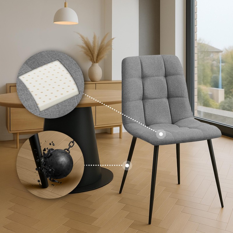 Silla de comedor Tilde en tela gris Silla de comedor Tilde en tela gris