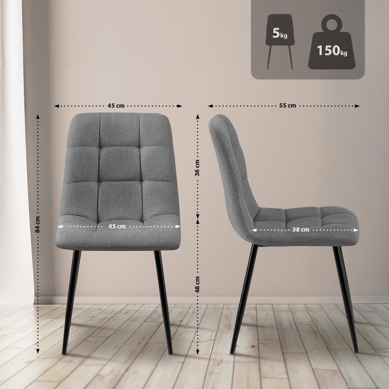 Silla de comedor Tilde en tela gris Silla de comedor Tilde en tela gris