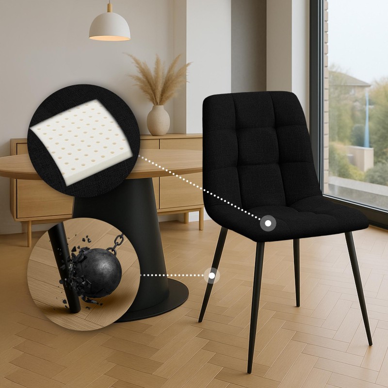 Silla de comedor Tilde en tela negra Silla de comedor Tilde en tela negra