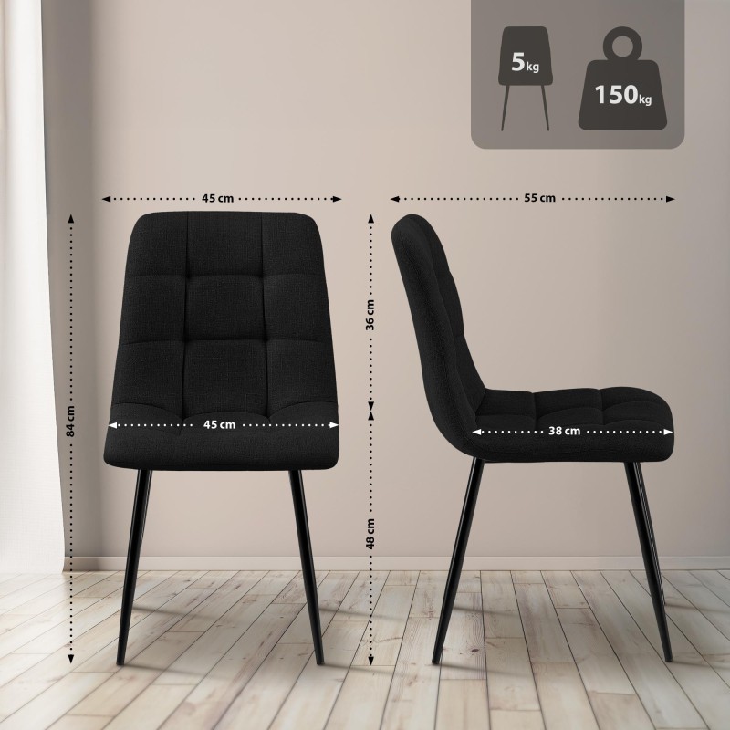 Silla de comedor Tilde en tela negra Silla de comedor Tilde en tela negra