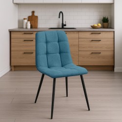 Silla de comedor Tilde en tela azul