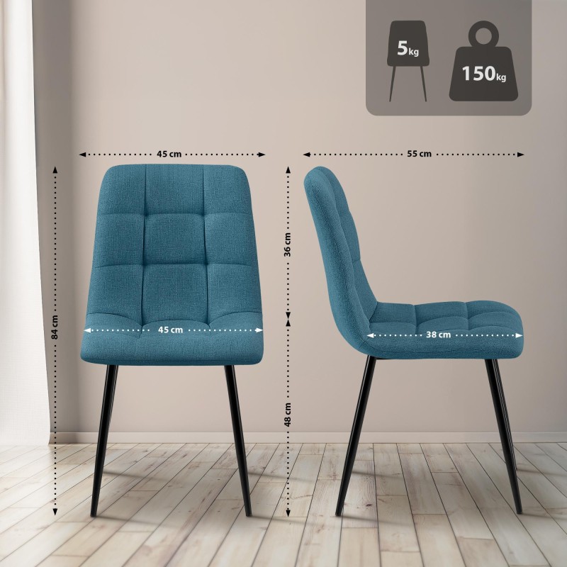 Silla de comedor Tilde en tela azul Silla de comedor Tilde en tela azul