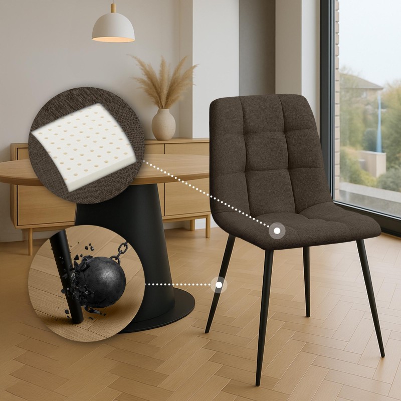 Silla de comedor Tilde en tela marrón