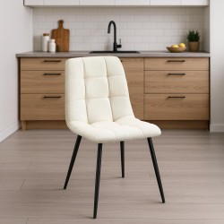 Silla de comedor Tilde en tela color crema