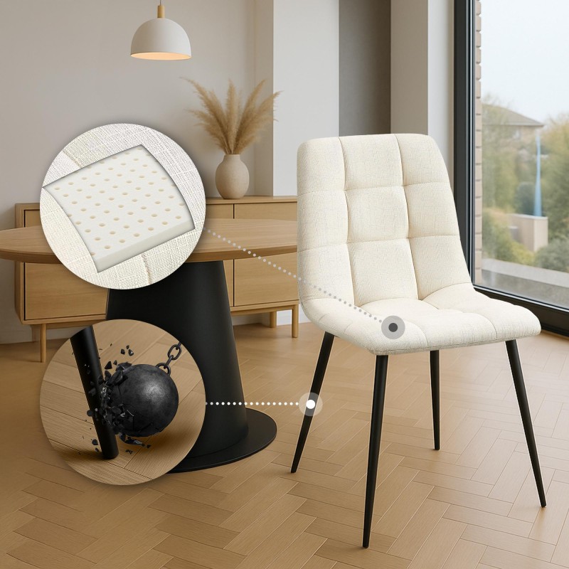 Silla de comedor Tilde en tela color crema Silla de comedor Tilde en tela color crema