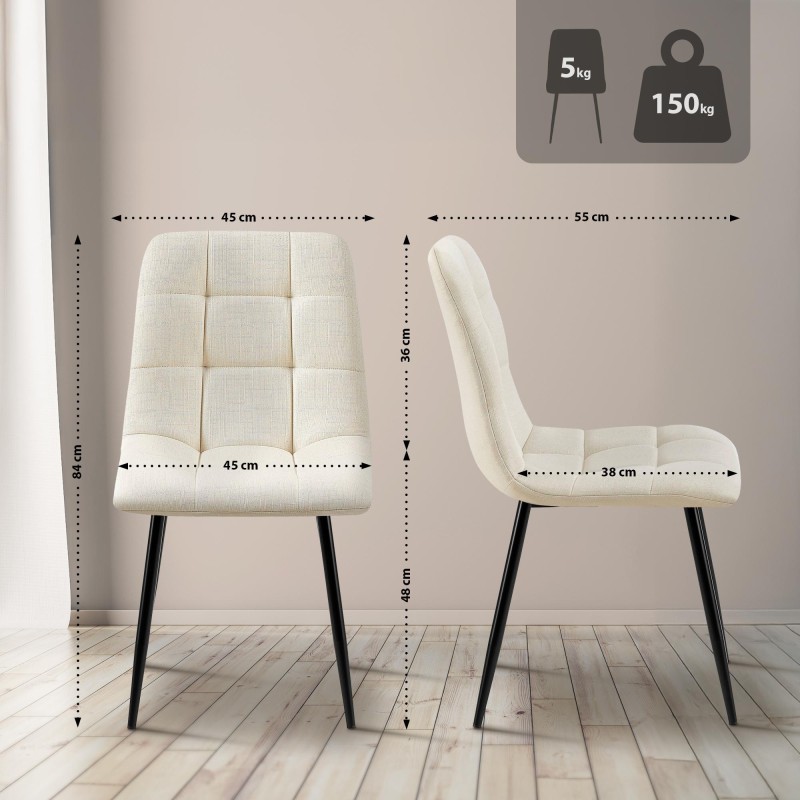 Silla de comedor Tilde en tela color crema Silla de comedor Tilde en tela color crema