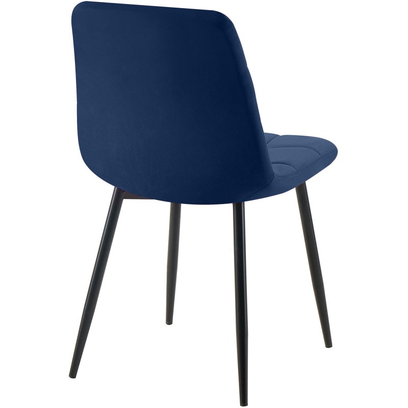 Silla de comedor Tilde en terciopelo azul