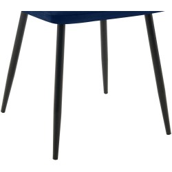 Silla de comedor Tilde en terciopelo azul