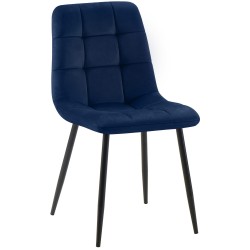 Silla de comedor Tilde en terciopelo azul
