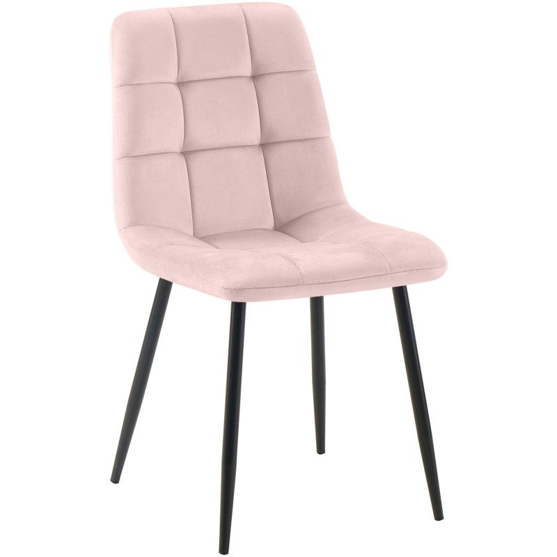 Silla de comedor Tilde en terciopelo rosa