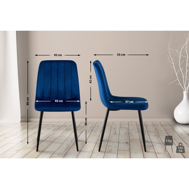 Silla de terciopelo azul Dijon