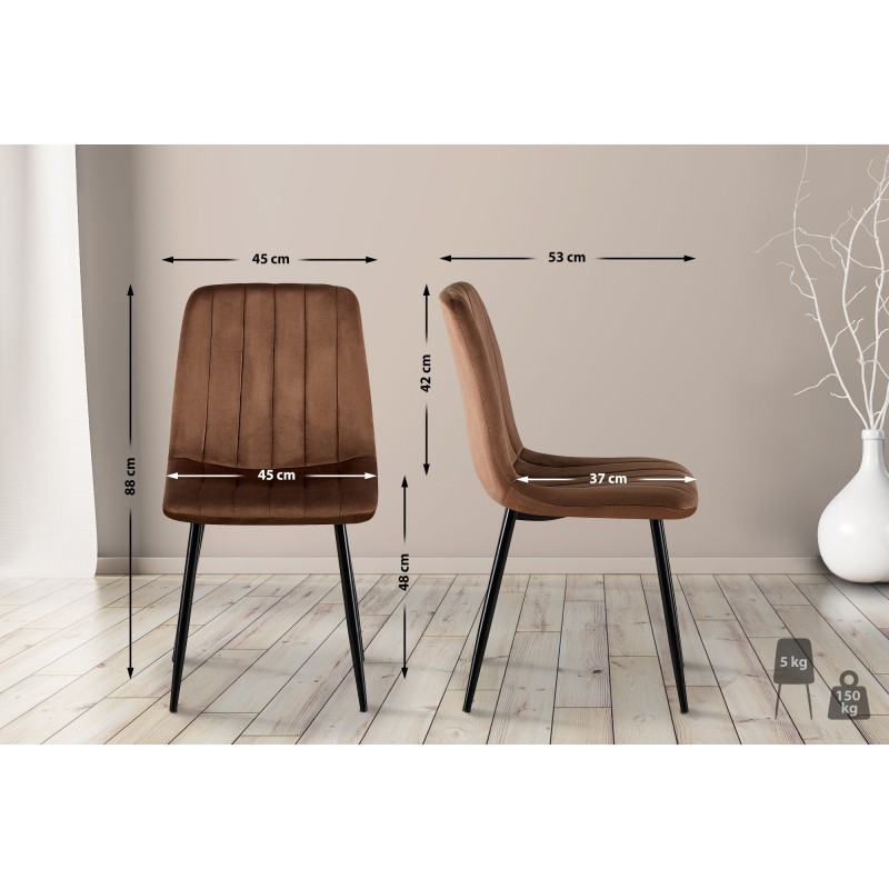 Silla Dijon en terciopelo marrón Silla Dijon en terciopelo marrón
