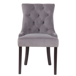 Juego de 4 sillas de comedor Aberdeen en terciopelo gris antiguo