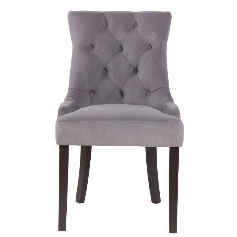 Juego de 4 sillas de comedor Aberdeen en terciopelo gris antiguo