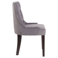 Juego de 4 sillas de comedor Aberdeen en terciopelo gris antiguo