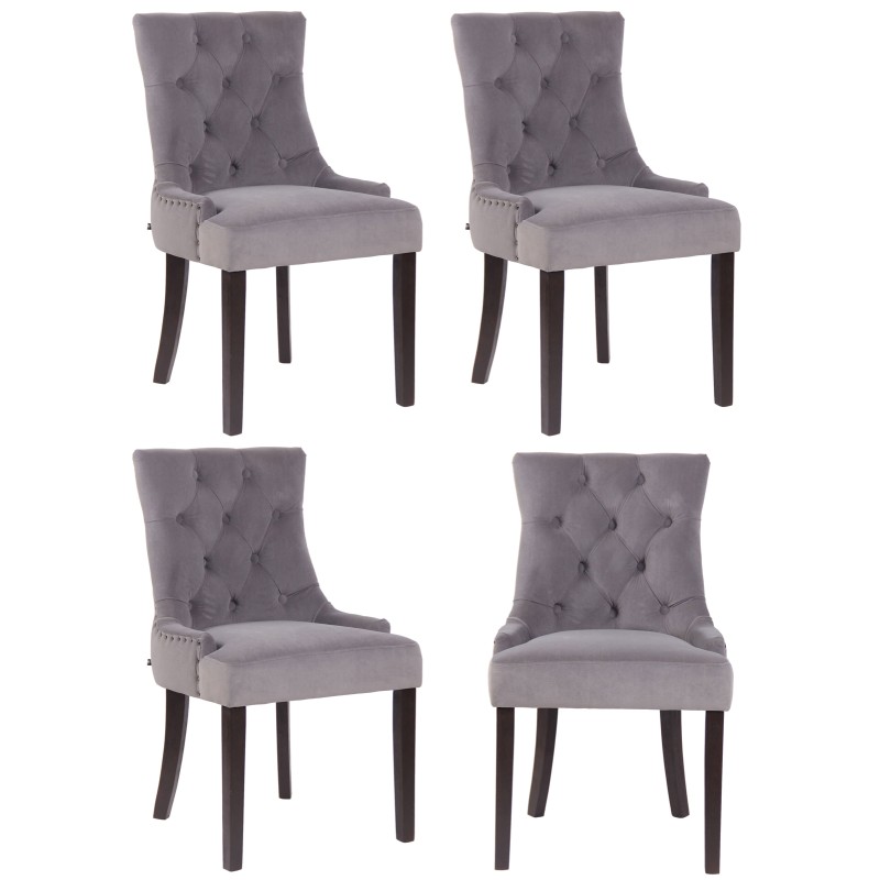 Juego de 4 sillas de comedor Aberdeen en terciopelo gris antiguo