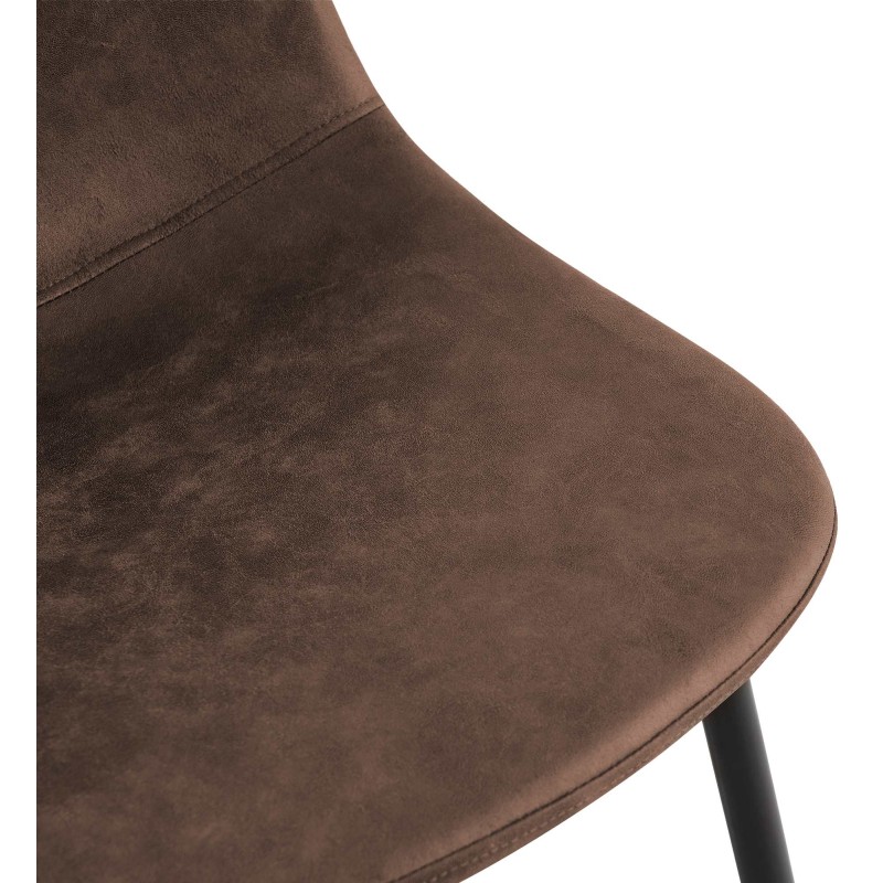 Silla de comedor vintage Napier, piel sintética marrón