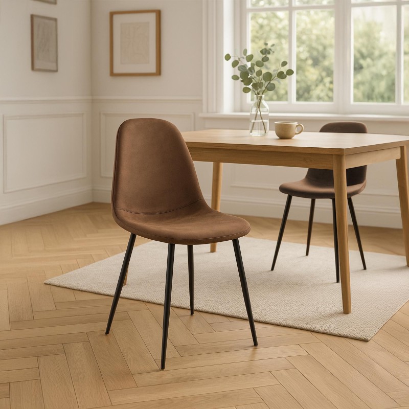 Silla de comedor vintage Napier, piel sintética marrón