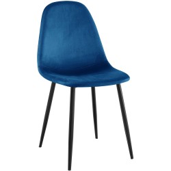 Silla de comedor Napier en terciopelo azul