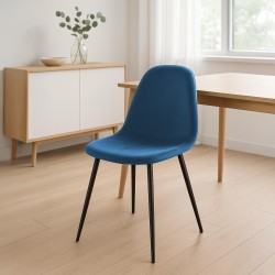 Silla de comedor Napier en terciopelo azul Silla de comedor Napier en terciopelo azul