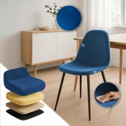 Silla de comedor Napier en terciopelo azul Silla de comedor Napier en terciopelo azul