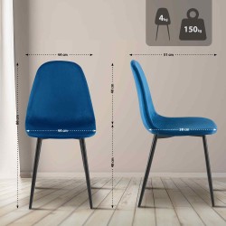 Silla de comedor Napier en terciopelo azul Silla de comedor Napier en terciopelo azul