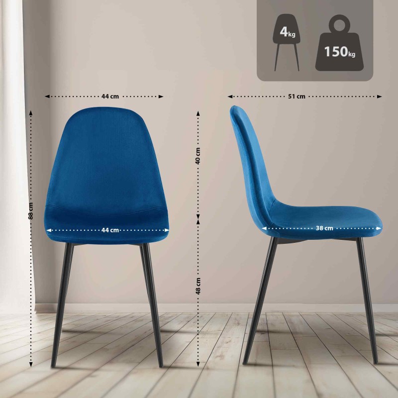 Silla de comedor Napier en terciopelo azul