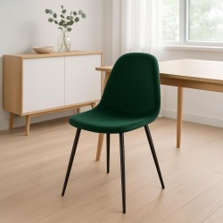 Silla de comedor Napier en terciopelo verde