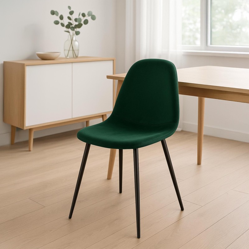 Silla de comedor Napier en terciopelo verde