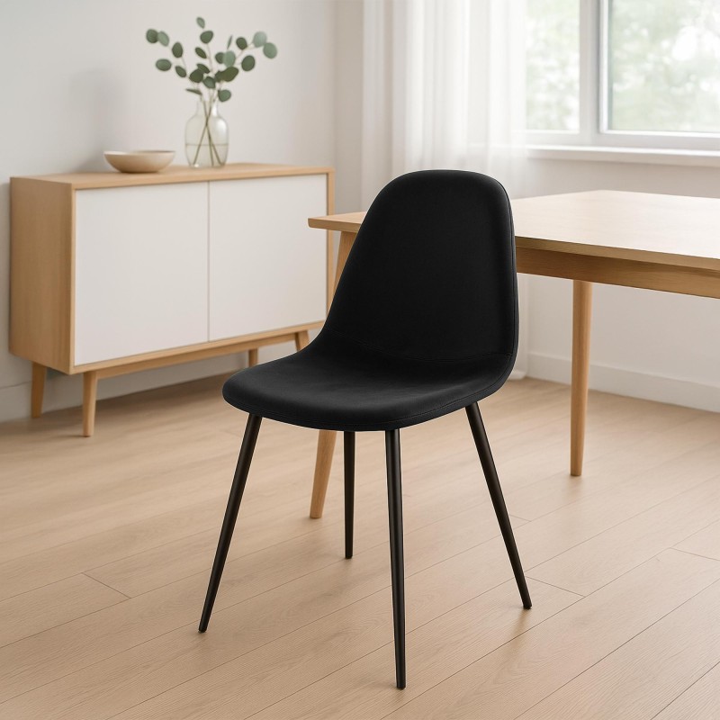 Silla de comedor Napier de terciopelo negro